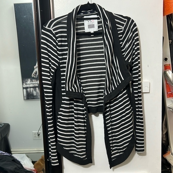 Victoria’s Secret open front black and white striped cardigan size medium - Picture 1 of 3